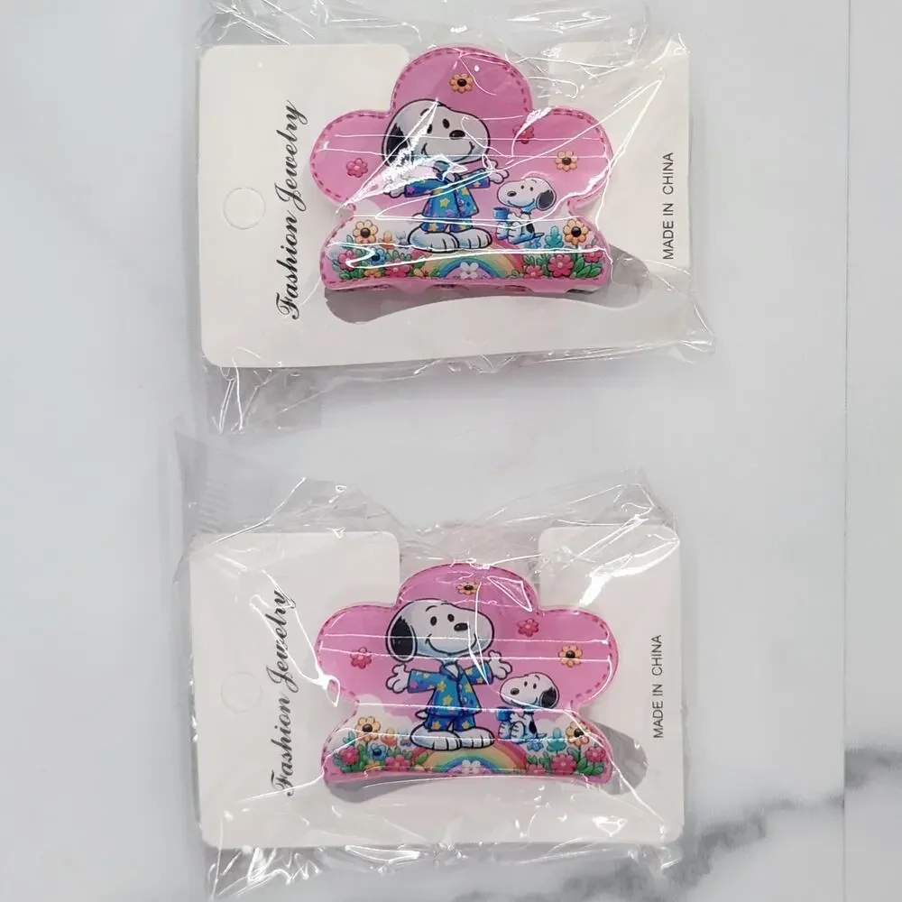 Pair of Snoopy Claw Clips Hair clips Charlie Brown Character Snoopy Pink PJs
